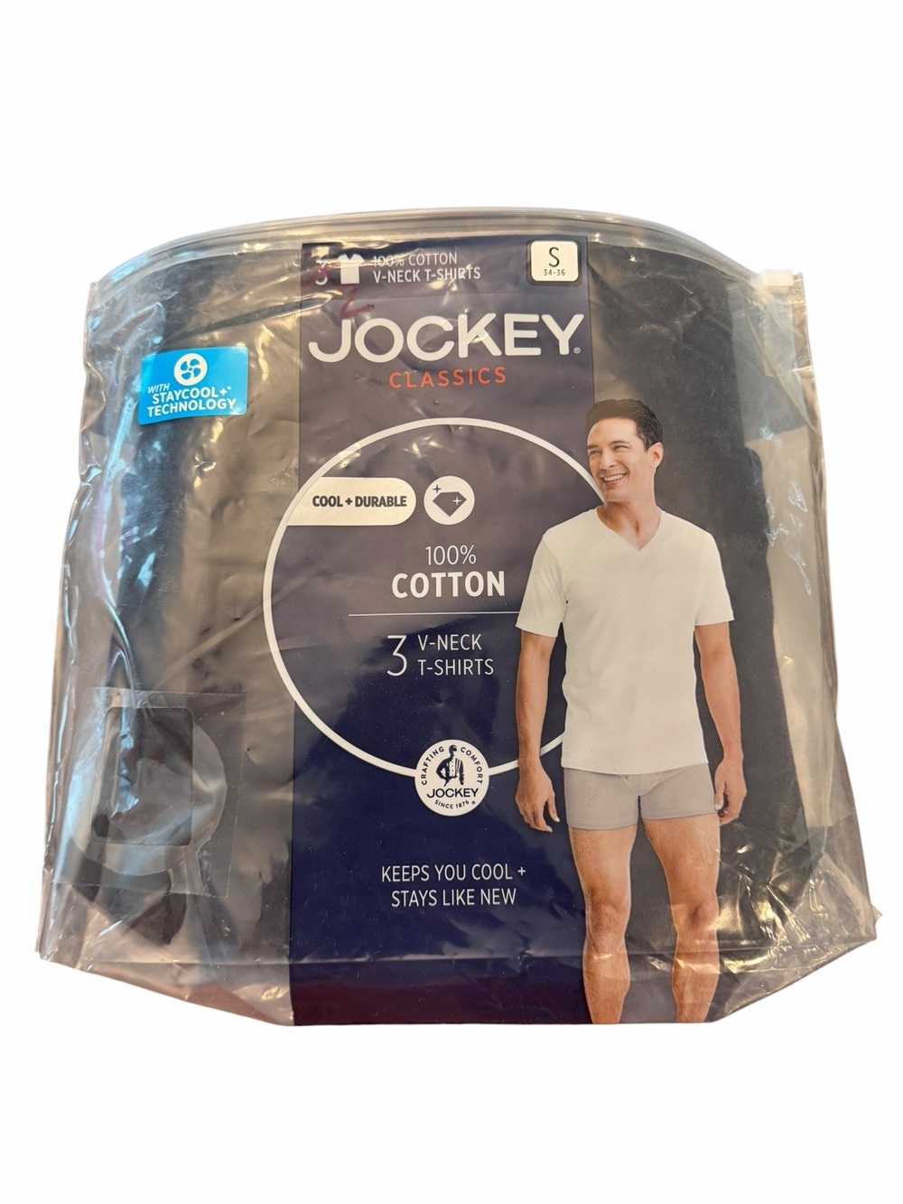 VINTAGE JOCKEY Classics Black V-NECK T- SHIRTS Pack of 2 Size Small